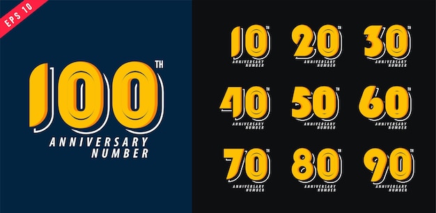 記念日と日付のロゴは ポスター10 100ベクトルイラストのモダンな数字記号のデザインを設定します プレミアムベクター