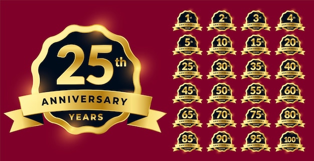 Free Vector | Anniversary labels set in golden style