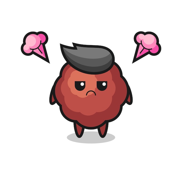 Premium Vector | Annoyed expression of the cute meatball cartoon character