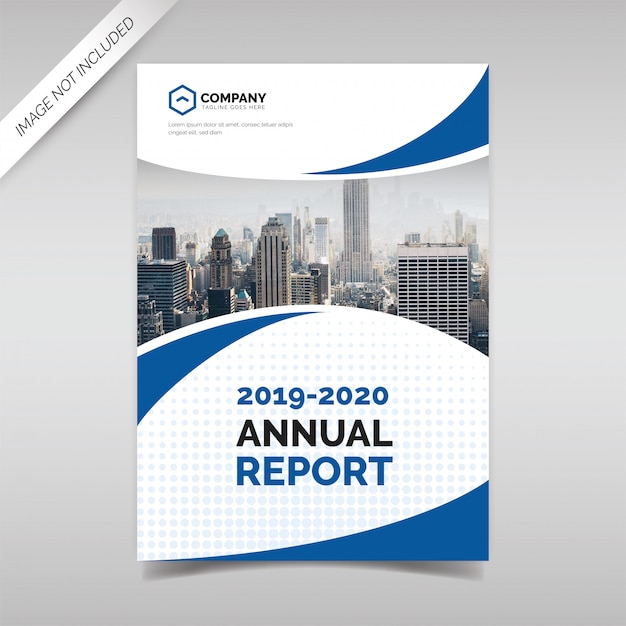 Premium Vector | Annual report cover template with blue wavy shapes