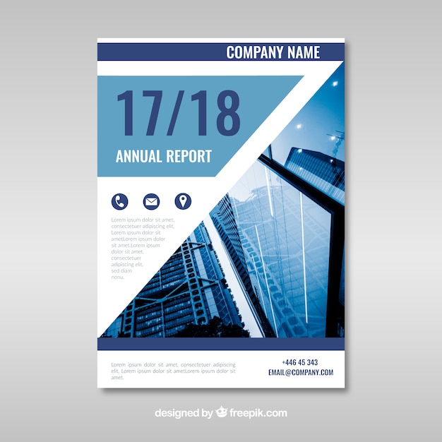 Annual report cover template with image | Free Vector