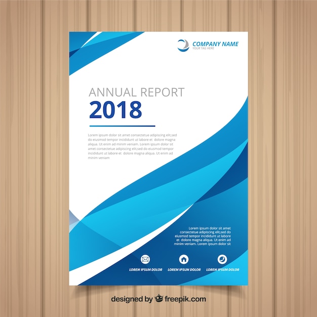 Free Vector Annual Report Book Cover Template With Blue Cubes Book   Annual Report Cover Template 23 2147851206 