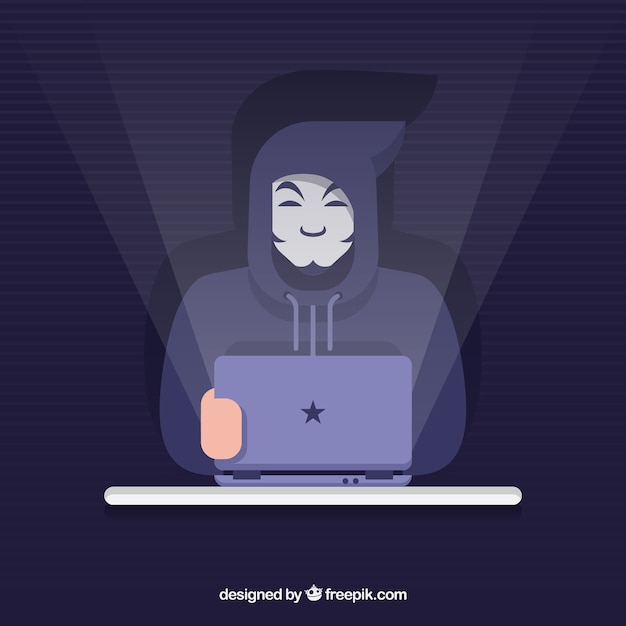 Anonymous hacker with flat design Free Vector