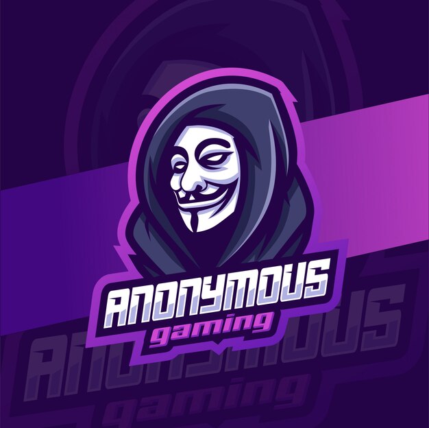 Anonymous mask head mascot gaming esport logo | Premium Vector