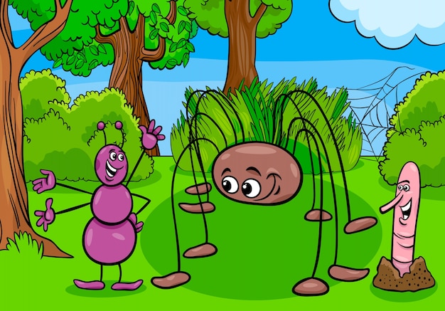 蟻と虫の虫の漫画のキャラクター プレミアムベクター