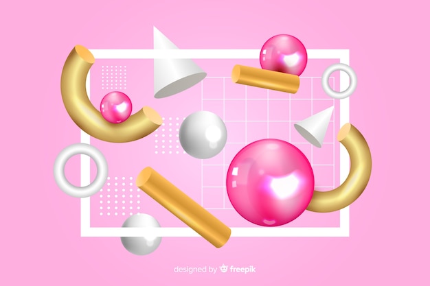 Antigravity geometric shapes with 3d effect Free Vector