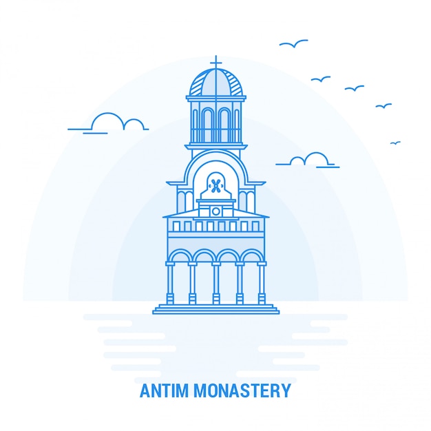 Antim monastery blue landmark Premium Vector