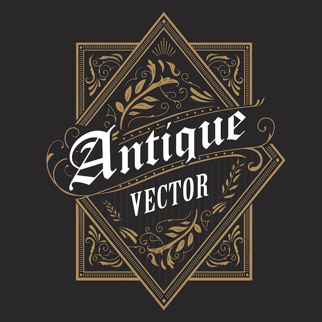 Download Antique border western frame vintage label hand drawn typography retro illustration | Premium Vector