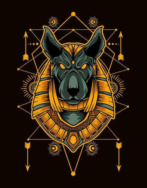 Premium Vector | Anubis with sacred geometry