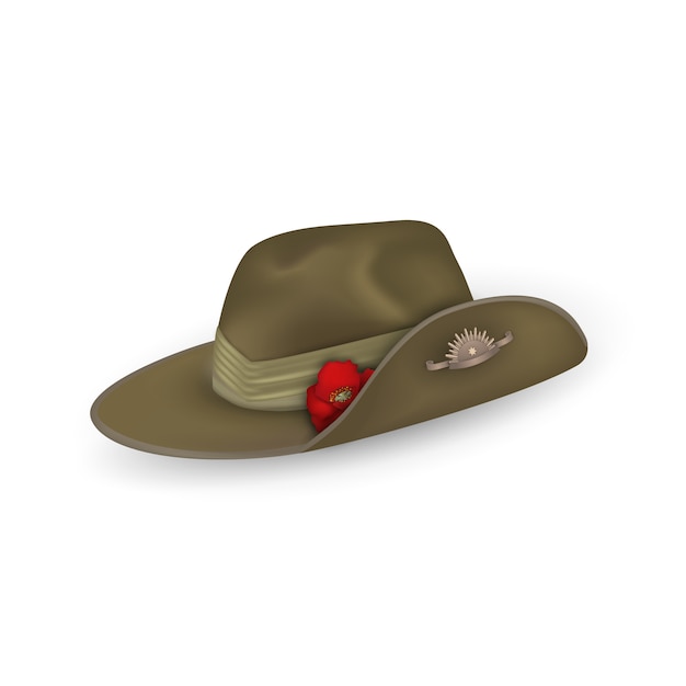 Gør livet lette Køb Premium Vector | Anzac australian army slouch hat with red poppy isolated.  design elements for anzac day or remembrance armistice day in new zealand,  australia.
