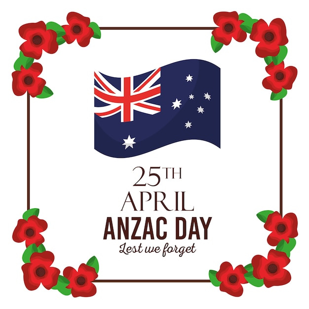 Premium Vector Anzac Day Lest We Forget Poster Invitation Flag Frame