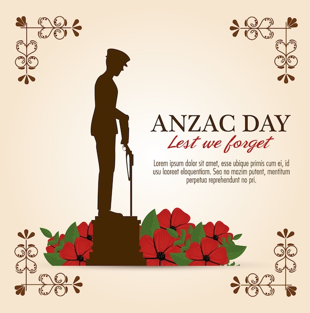 Premium Vector Anzac day poster with soldier standing guard