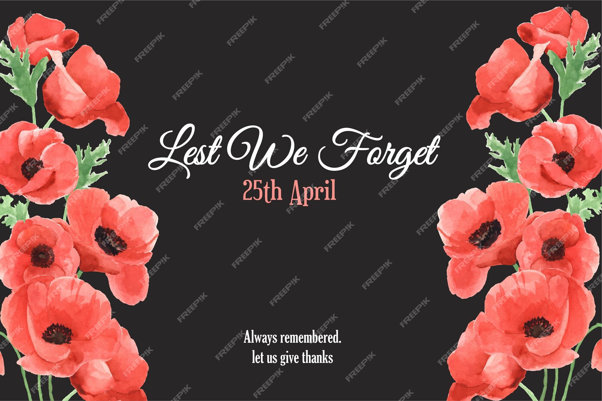 Watercolor Anzac Day Lest We Forget Background