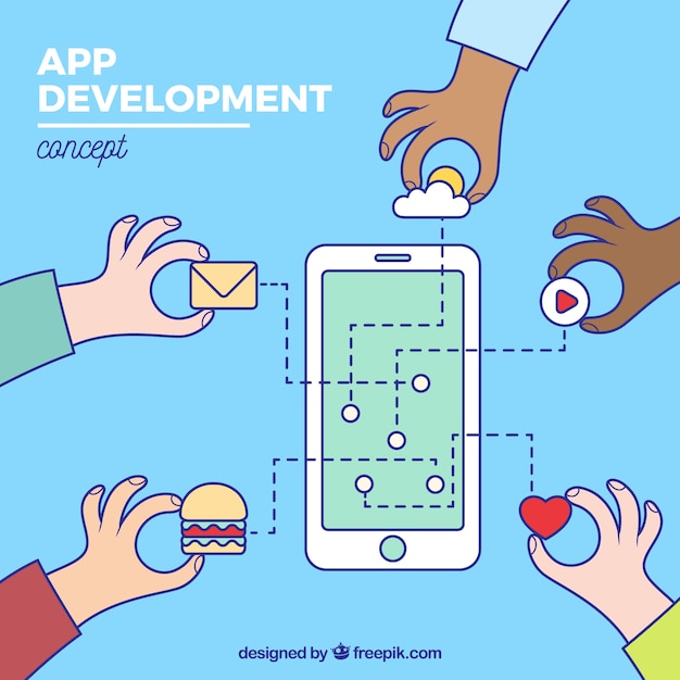 Download App development concept with flat design | Free Vector