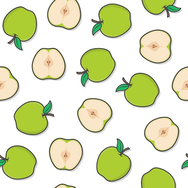 Premium Vector Apple Fruit Seamless Pattern On A White Background