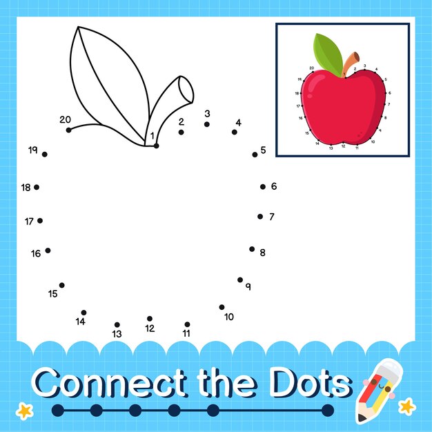 Premium Vector Apple Kids Puzzle Connect The Dots Worksheet For Children Counting Numbers 1 To