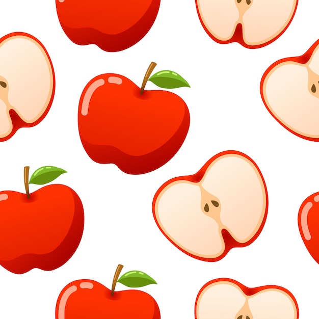 Premium Vector | Apple pattern seamless vector on white background