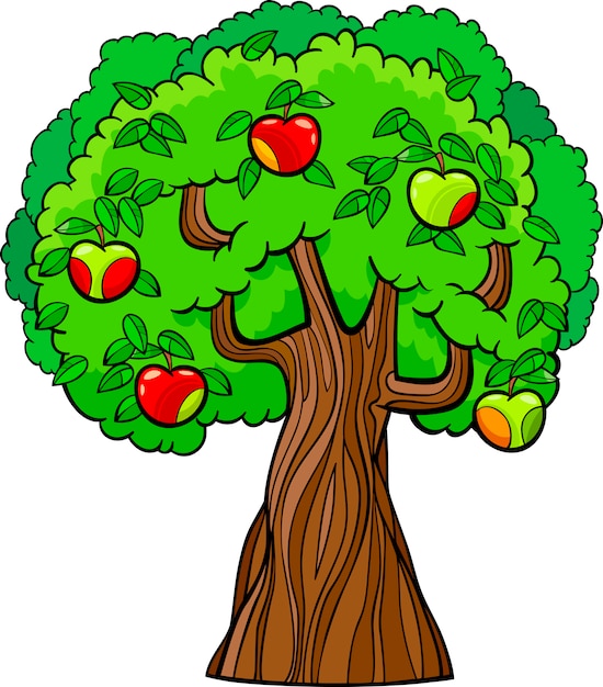 Premium Vector | Apple tree cartoon illustration