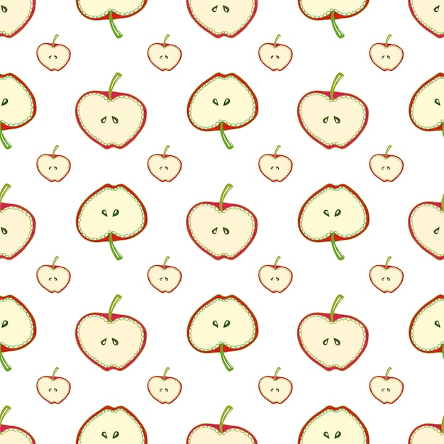 プレミアムベクター リンゴのシームレスなパターン フルーツとシンプルなベクトルの背景 生地 繊維 壁紙 ラッピング用