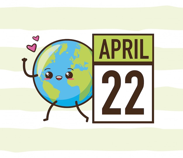 4月22日地球の日 かわいい惑星 イラスト 無料のベクター