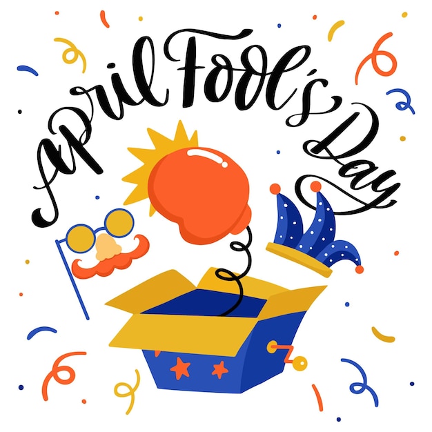 April fools day colorful drawing Free Vector