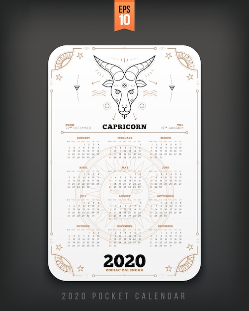 Premium Vector | Aquarius year zodiac calendar pocket size vertical ...