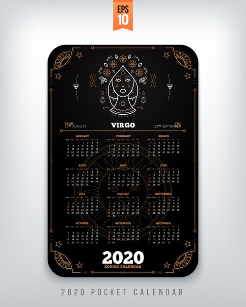 Premium Vector Aquarius year zodiac calendar pocket size vertical