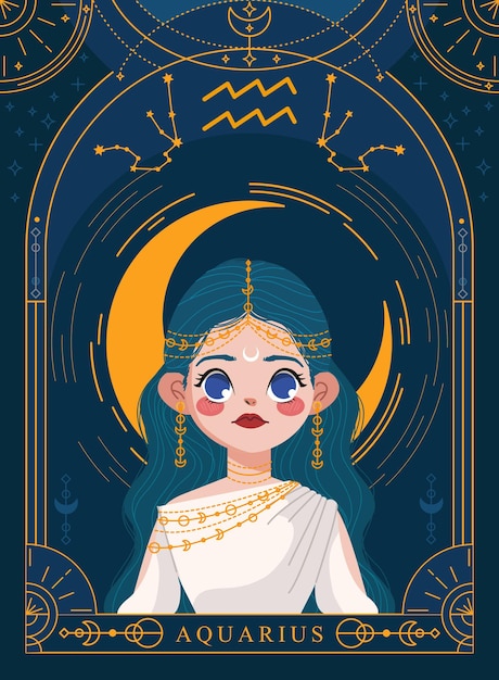 Premium Vector | Aquarius zodiac character illustration