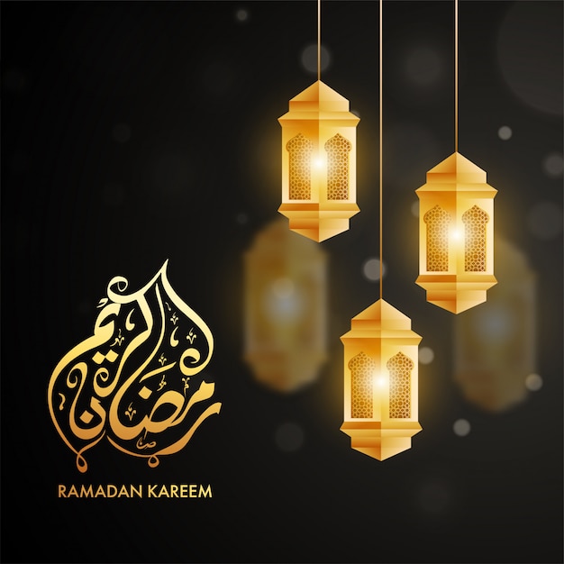 Premium Vector | Arabic calligraphic text ramadan kareem and hanging