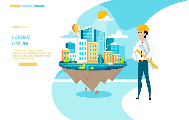 Architect successful work vector landing page Premium Vector
