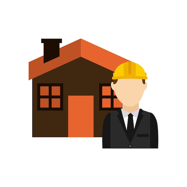 Premium Vector | Architect with house isolated icon design