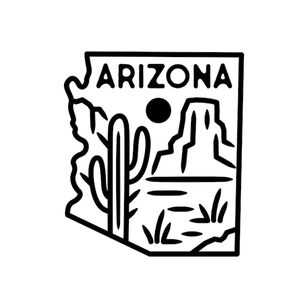 Premium Vector | Arizona sticker and label, monoline badge