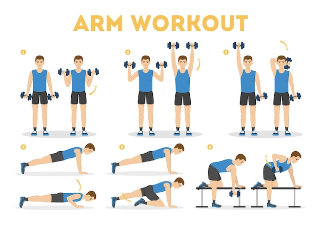 Arm workout for man. exercise for strong arms Premium Vector