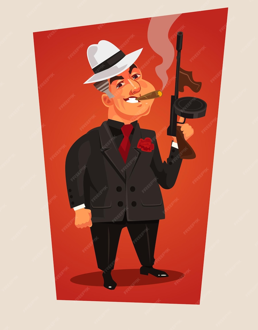 Premium Vector | Armed mafia boss character. cartoon illustration