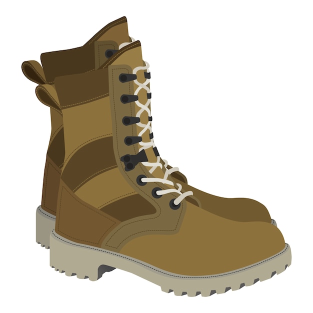 Army boots illustration in cartoon flat style | Premium Vector
