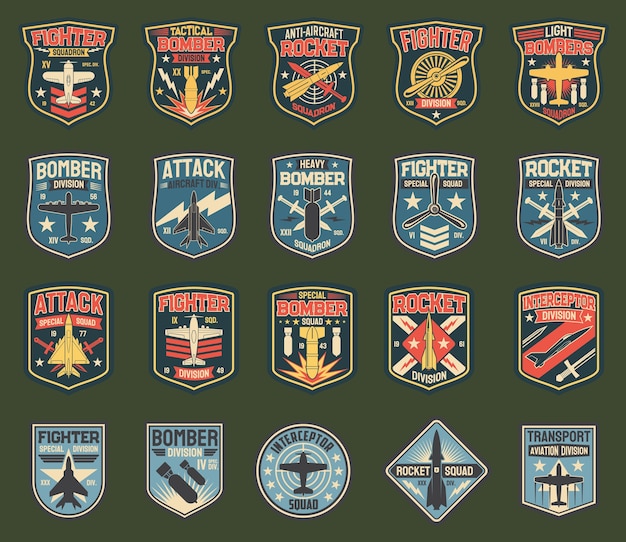 Premium Vector | Army chevrons, stripes for fighter squadron, tactical ...