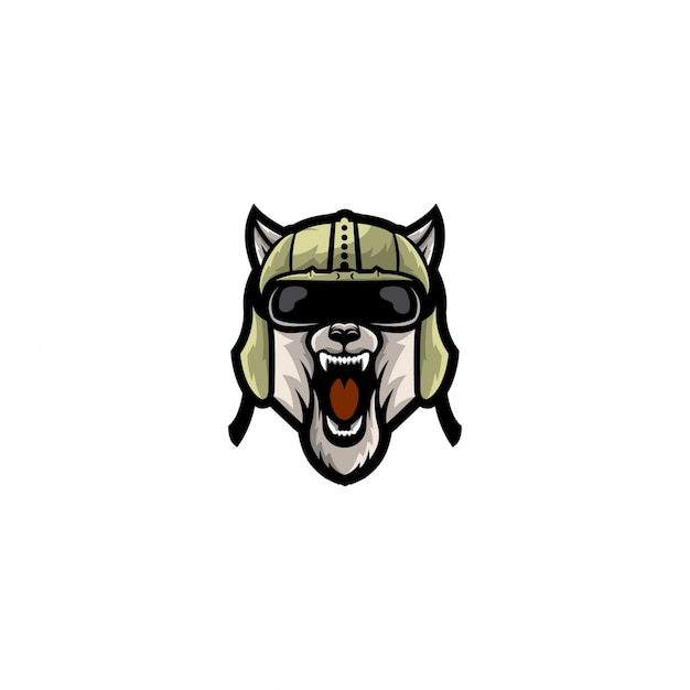 Army dog head style logo full color | Premium Vector