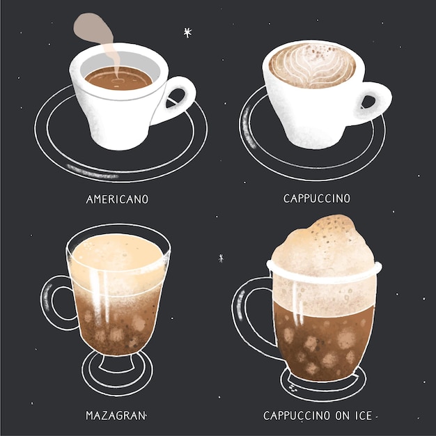 Aromatic coffee types for a coffee lover | Free Vector