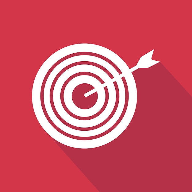 Arrow and target icon. flat icon with long shadow design collection. Premium Vector
