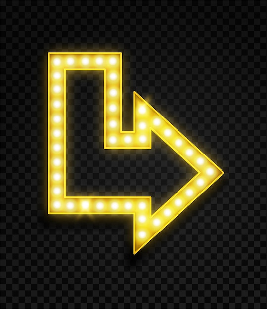 Premium Vector Arrow With Lamps Realistic Glowing Neon Yellow Symbol