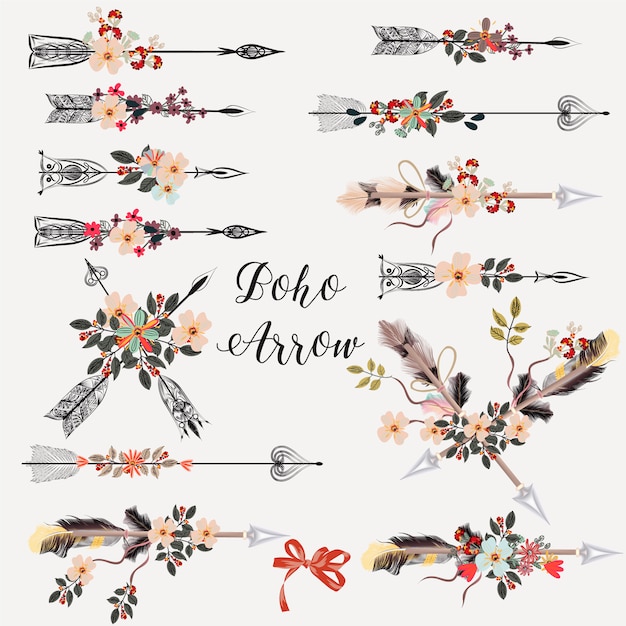 Download Arrows with flowers collection | Premium Vector