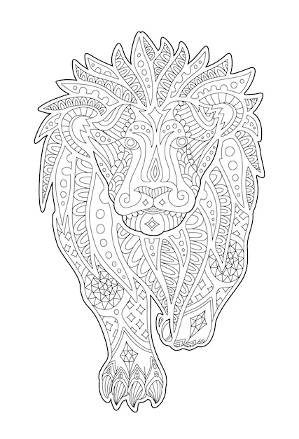 Download Premium Vector Art For Coloring Book Page With Decorative Lion