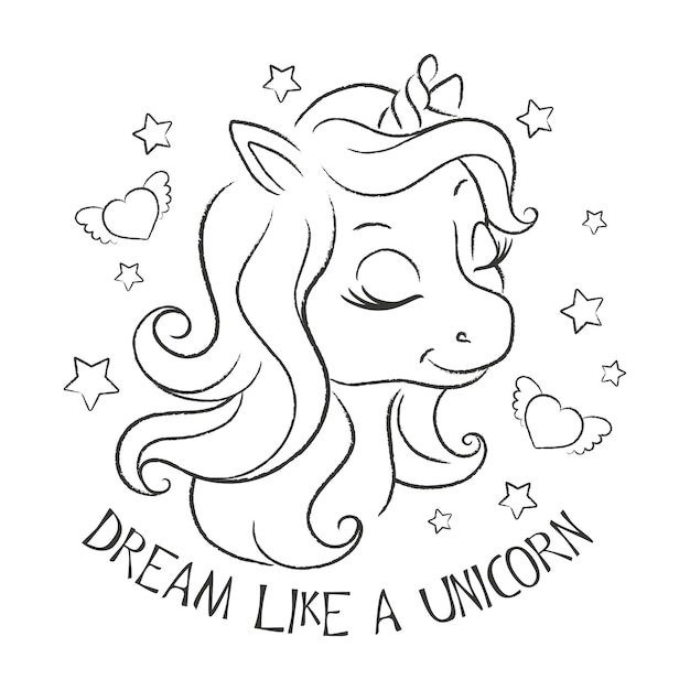 Premium Vector | Art. cute unicorn. coloring pages. fashion