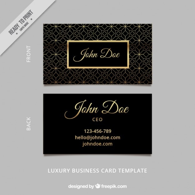 Free Vector Art deco business card with geometric lines