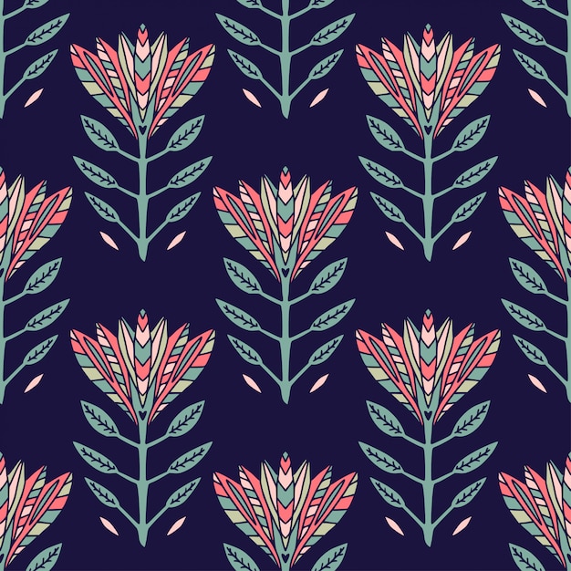 Premium Vector | Art deco flowers pattern. textile and wallpaper design.