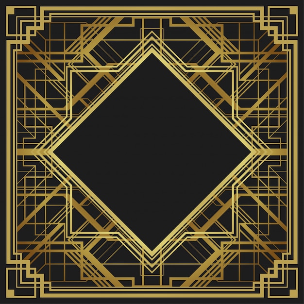 Premium Vector | Art deco style geometric frame border design background