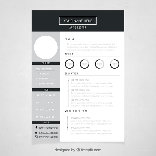 Art Director Resume Template Vector Free Download