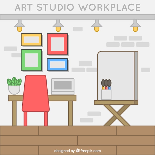 Download Art studio in flat design | Free Vector