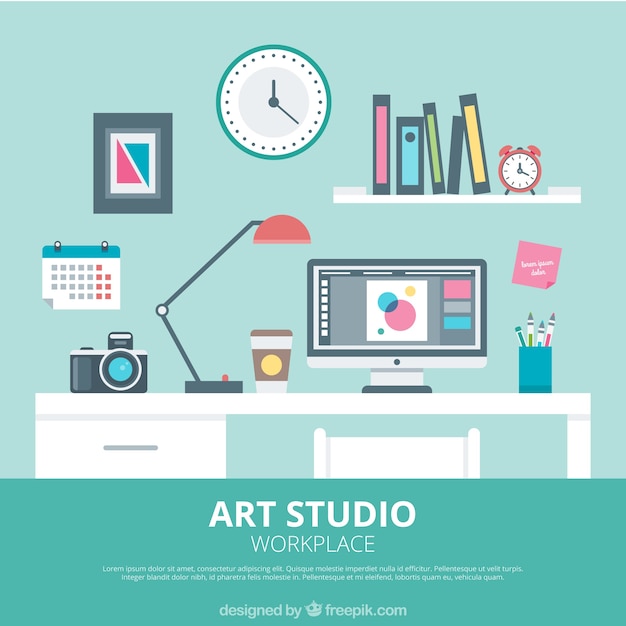 Download Art studio in flat design Vector | Free Download