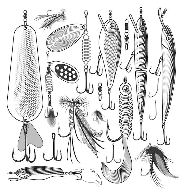 Artificial fishing lures Vector | Premium Download